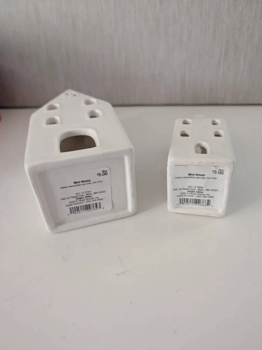 Set of 2 White ceramic small houses tea light candle holders from Target